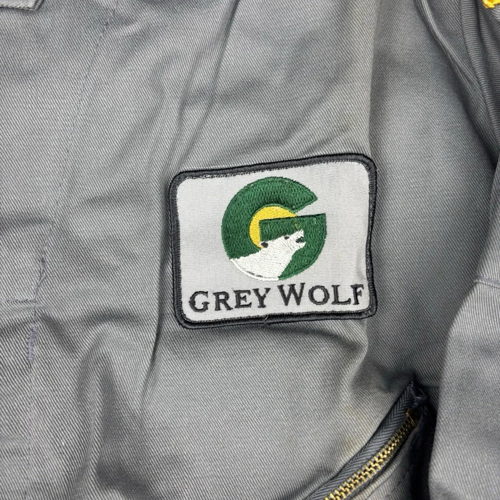 Walls Coveralls Mens 42 Tall Gray Grey Wolf USA‎ Flag Mechanic Workwear VTG Work